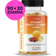 MOVit Energy Vitamín C 1200 mg s šípky + Vitamin D + Zinek PREMIUM 120 tablet
