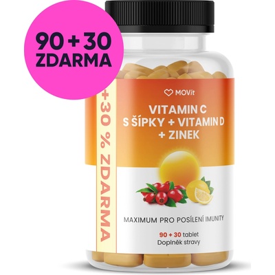 MOVit Energy Vitamín C 1200 mg s šípky + Vitamin D + Zinek PREMIUM 120 tablet