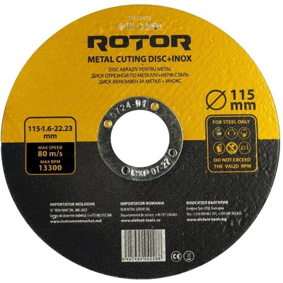 ROTOR Абразивен диск за метал и Inox ROTOR 115 × 1, 6 × 22, 23 мм (15924)