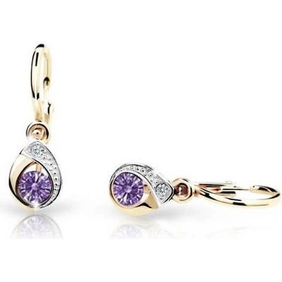 Cutie Jewellery detské náušnice zo žltého zlata C1898-10-X-1 fialová