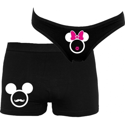 Bastard.cz Párové spodní prádlo Boxerky a kalhotky Mouse couple Černá – Hledejceny.cz