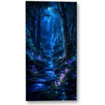 Plakát – Zářící modrý les s potokem 60 × 120 cm Bez rámu Ne Bez rámu