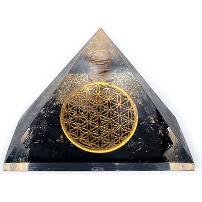 Phoenix Import Phoenix krištáľová turmalínová pyramída Kvet života 7 x 7 x 6 cm