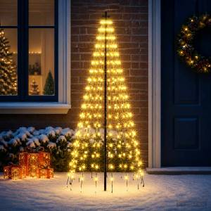 vidaXL LED Коледна Елха 165 см 270 LED светодиода Топло бяло Желязо (42053553)