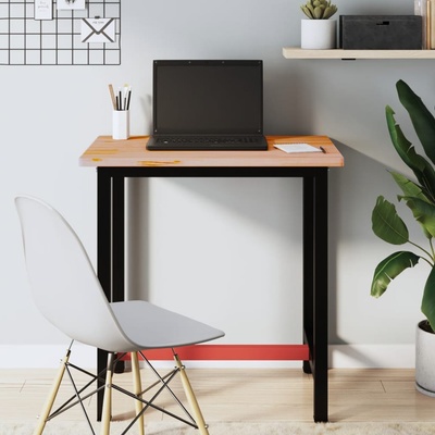 vidaXL Работна маса 80x55x81, 5 см масивно дърво бук и метал (3188903)