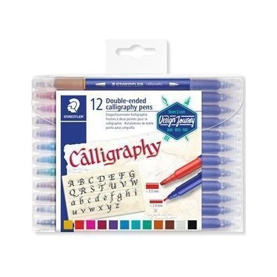 Staedtler Kaligrafické popisovače Calligraph Duo sada12 barev 2,0/3,5 mm oboustranné