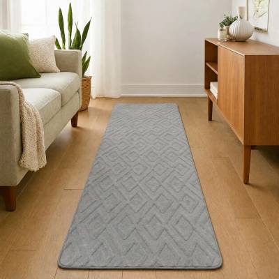 Takoy Koberec 80x300 vzor čtverce šedý-HT-00434 | 80 x 300 cm