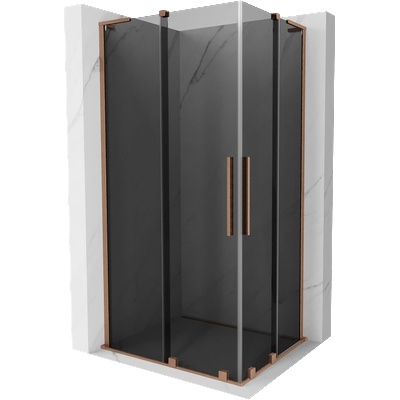 Mexen Velar L Duo плъзгаща се душ кабина 90 x 80 см, графит, четкована мед - 871-090-080-02-43-65 (871-090-080-02-43-65)