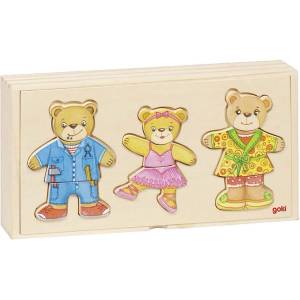 Goki Дървен пъзел Goki - Мечки за обличане, вид 2 (57811) - baby