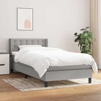 vidaXL Боксспринг легло с матрак, светлосиво, 80x200 см, плат (3129985)
