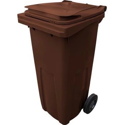 Manutan Plastová vonkajšia odpadová nádoba na triedený odpad, 120 l, hnedá