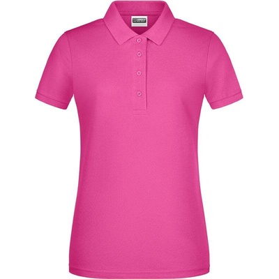 James & Nicholson JN 8009 Dámske piqué polo z bio bavlny ružová