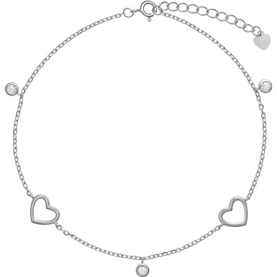 AGAIN Jewelry Půvabný stříbrný náramek na nohu se srdíčky AJNH0004