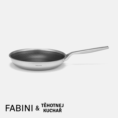 FABINI Pánev & Těhotnej kuchař 2.0, 26 cm - Nerezová beznýtová pánev s hybridním keramickým povrchem z vícevrstvé nerezové oceli bez poklice