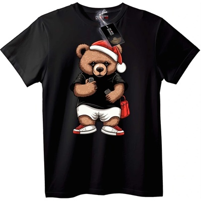 NOONEBRAND Тениска Дядо Коледа с слушалки - M, Black