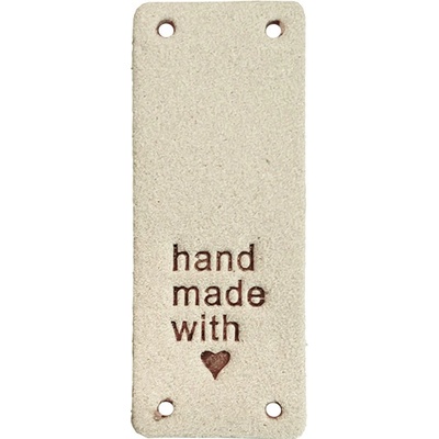 Pro Háčkování Handmade cedulka přes okraj 20x50 mm béžová koženka