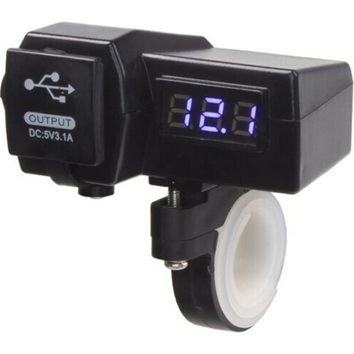 2x USB nabíječka s voltmetrem na motocykl, 34702