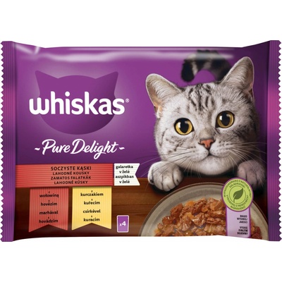 Whiskas Pure Delight s hovädzím a kuracím mäsom 4 x 85 g