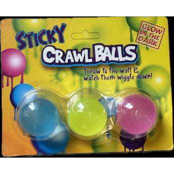 Mikrotrading Míček lepící 4 cm svítící ve tmě 3 ks