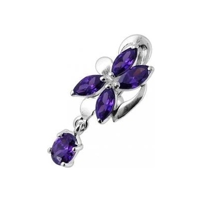 Šperky4U stříbrný piercing do pupíku se štítem obrácený BP01281-A