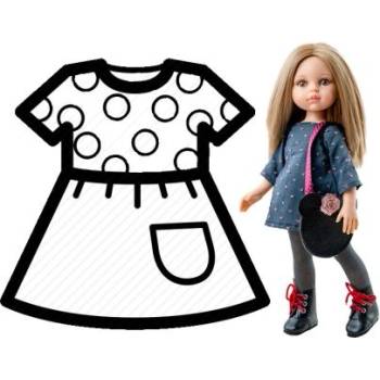 Paola Reina - Комплект дрехи за кукла - Дънкова туника с чанта - 32 см (54461)