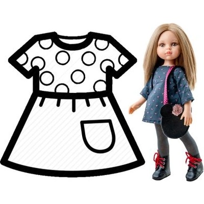 Paola Reina - Комплект дрехи за кукла - Дънкова туника с чанта - 32 см (54461)
