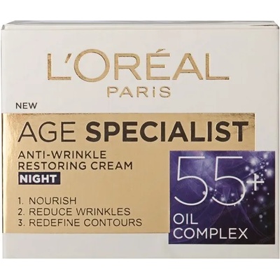 L'Oréal крем за лице, Против бръчки, 55+ , Нощен, 50мл