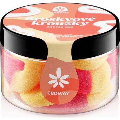 CBD WAY Kyselé želé kroužky s příchutí broskve 250 mg 100 g