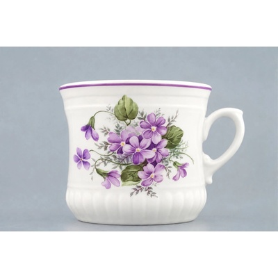 český porcelán Dubí Hrnček Perlový veľký Fialky 370 ml
