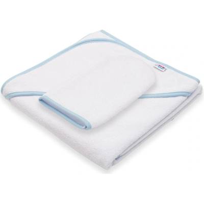 New Baby froté osuška s kapuckou BASIC 80x80 bielo-modrá