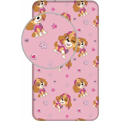 Jerry Fabrics Ružová napínacia plachta Paw Patrol 90x200