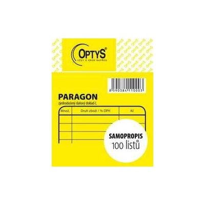 Optys 1100 Obchodní paragon, samopropisovací, 7,5 x 9,5 cm