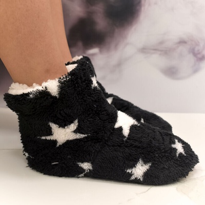 Starry Cozy Detské plyšové ponožky čierne