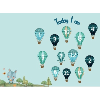 Milestone Декоративно одеяло за снимки Milestone - Балони, 75 х 100 cm, синьо (101119)