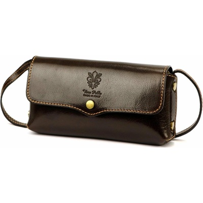 Dámska malá kožená crossbody kabelka tmavohnedá na telefón Florence 72
