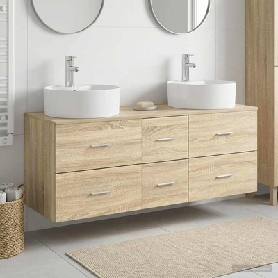 vidaXL Комплект мебели за баня 3 бр. Дъб сонома 49, 5 x 44, 5 x 65 см (3405885)