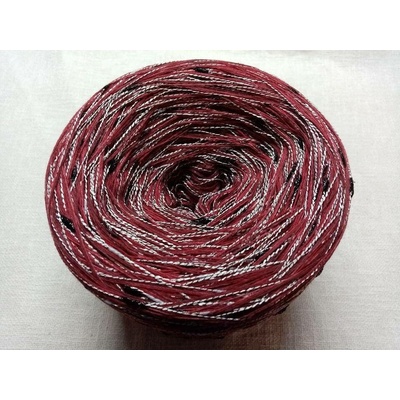 Merino Burgund-red-silber/black 3-nitka 1200m s nopkovou nitkou