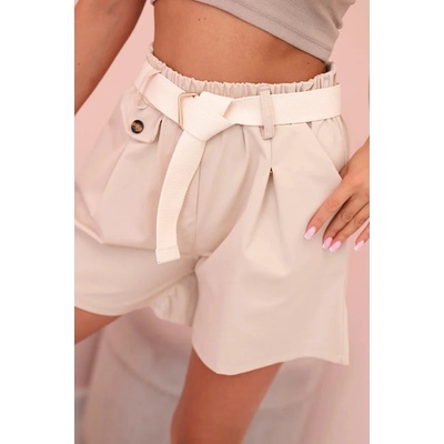 Kesi šortky ART53000 s vysokým pasem a páskem béžová