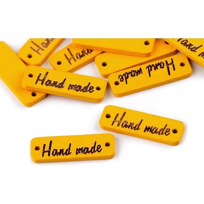 Prima-obchod Dřevěná cedulka / ozdoba Handmade 10x30 mm, barva 6 žlutá tmavá