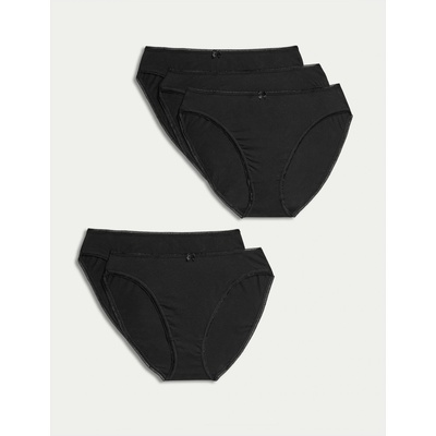 Marks & Spencer Бикини с висока кройка от памук и Lycra®, 5 бр. в опаковка Marks & Spencer черни Marks & Spencer | Cheren | ЖЕНИ | S