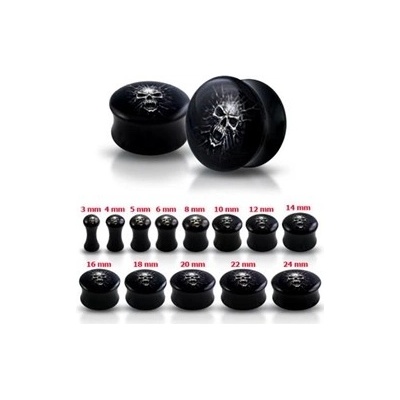 Šperky4U akrylátový plug do ucha lebka PL01041-24