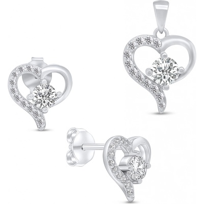 Brilio Silver Set stříbrných šperků Srdíčka se zirkony SET219W