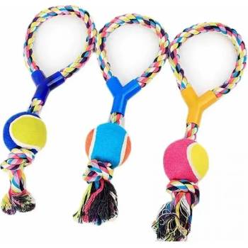 Image 1 of Играчка за куче от въже и тенис топка 40см (10269)
