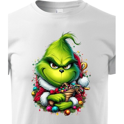 Dětské tričko Grinch s ozdobami Bílá Canvas tričko Bezvatriko.cz 2384