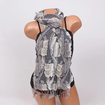 Image 1 of Ефектен шал в сиво, бяло и кафяво