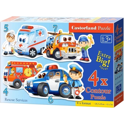 Castorland Пъзел Castorland 4 в 1 - Спасителен отряд (B-04393)