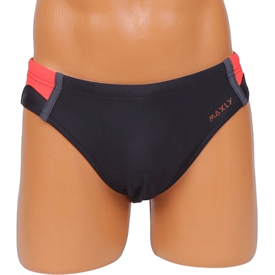 Мъжки бански слип в черно с червен акцент