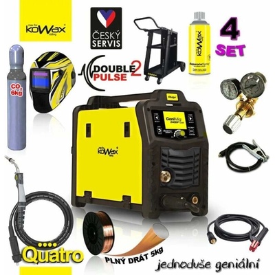 KOWAX GeniMig 240DP LCD MIG/MAG/LiftTIG/MMA SET 4Q + SAMOSTMÍVACÍ KUKLA + LAHEV CO2 + VENTIL + VOZÍK + DRÁT + SPREJ