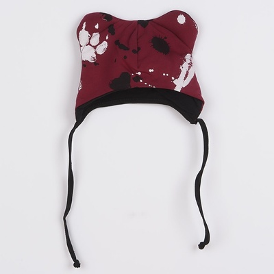 New Baby bavlněná čepička s oušky Paw tmavě růžová