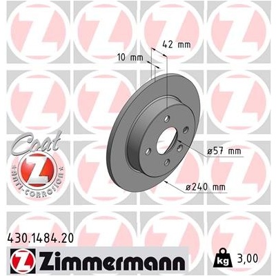 ZIMMERMANN Brzdový kotúč 430148420